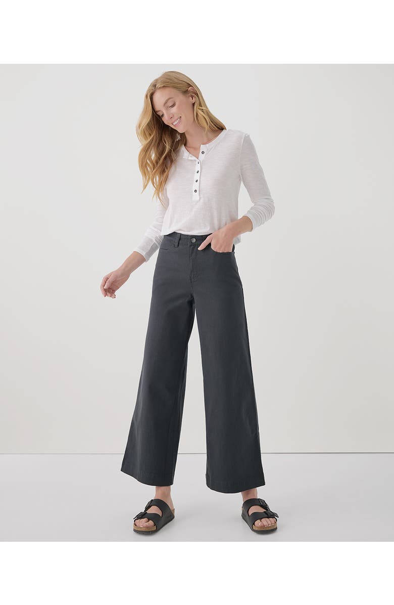 Pact Organic Stretch Twill Wide Leg Pant, Alternate, color, Storm