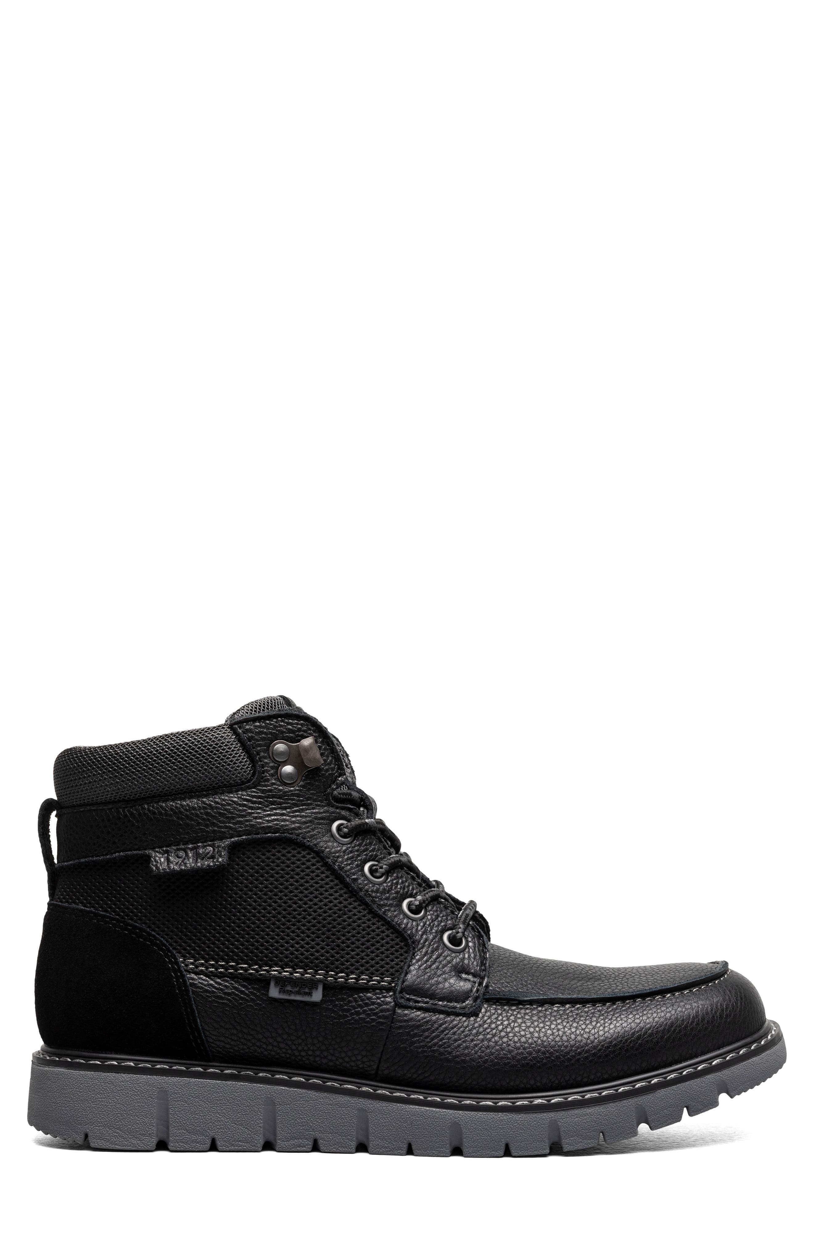 NUNN BUSH Karnak Water Resistant Moc Toe Boot, Alternate, color, Black Tumbled