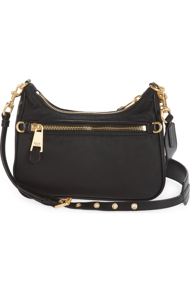 Moschino Logo Lettering Nylon Hobo Bag, Alternate, color,