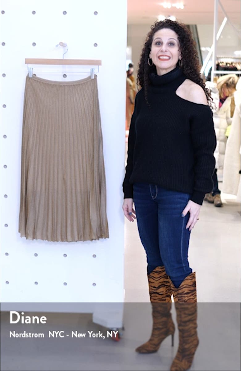 Pleated Metallic Knit Skirt, sales video thumbnail
