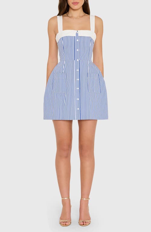 Amanda Uprichard Mindy Sleeveless Minidress in Blue Ivory at Nordstrom, Size Large
