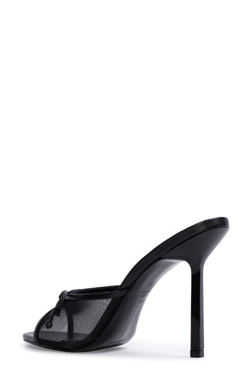 Black Suede Studio Mesh Bow Stiletto Mule Sandals In Black Mesh
