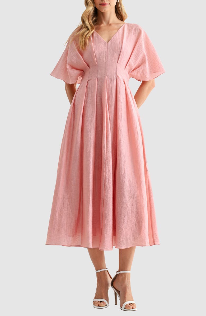 Mila Mae Short Sleeve Fit & Flare Maxi Dress, Main, color, Blush
