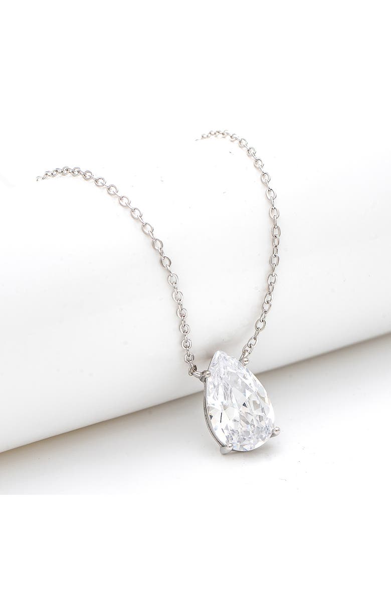 RIVKA FRIEDMAN Cubic Zirconia Teardrop Pendant Necklace, Alternate, color, White Rhodium