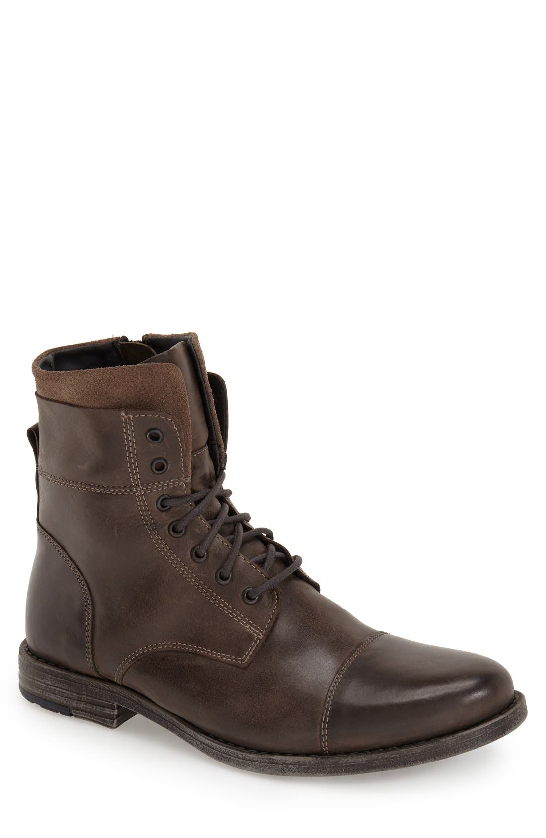 'Steer the Wheel' Lace-Up Boot, Main, color, GREY LEATHER