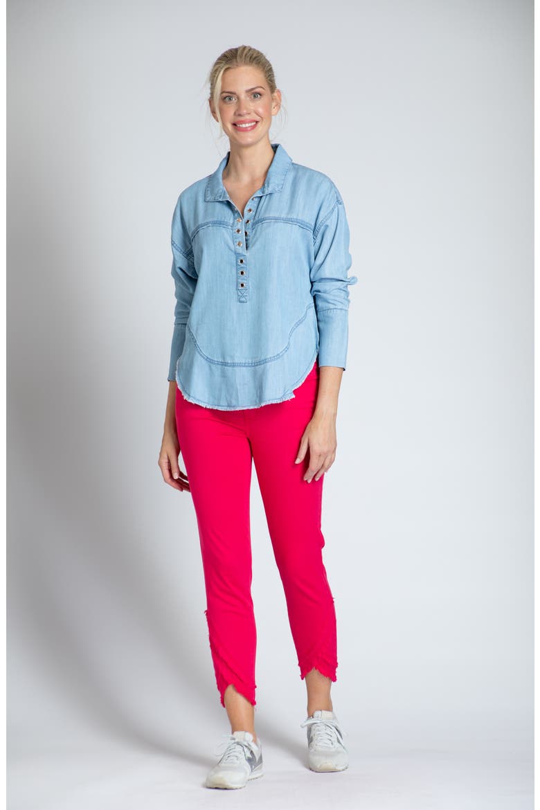 Grommet Henley Chambray Top, Alternate, color, LIGHT INDIGO