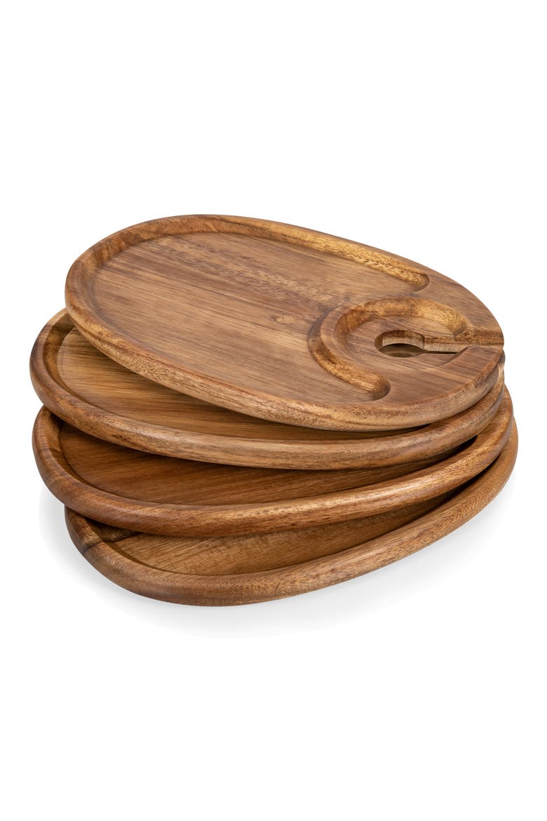 Set of 4 Appetizer Plates, Alternate, color, BROWN
