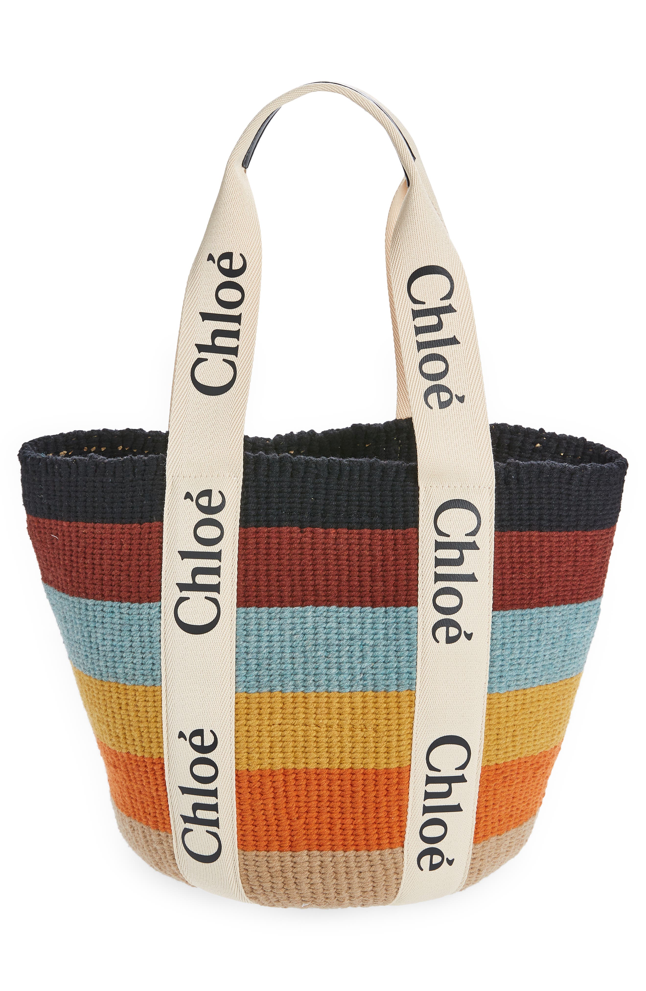 Chloé x Mifuko Large Woody Stripe Basket Tote, Alternate, color, 