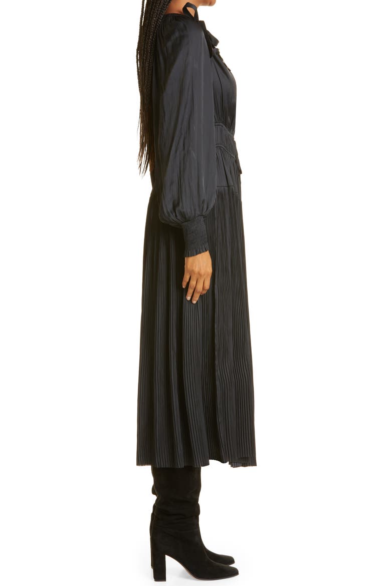 Lila Long Sleeve Midi Dress, Alternate, color, NOIR