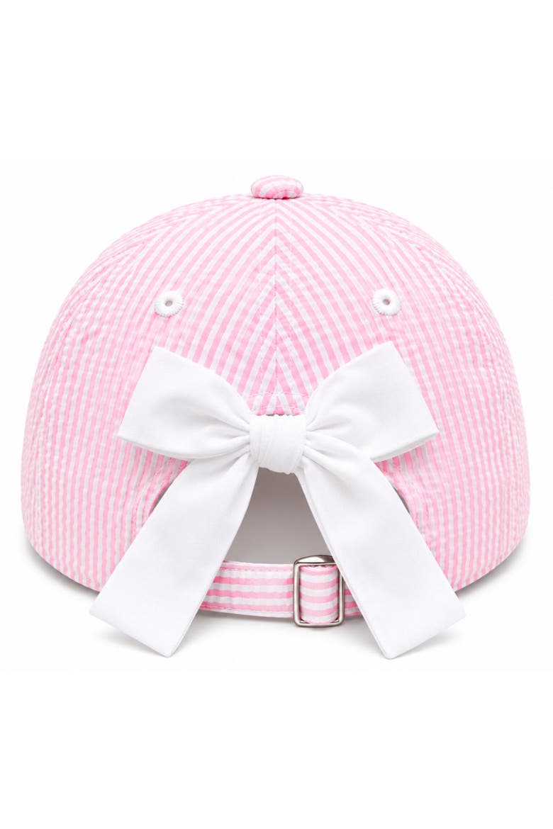 Football Bow Baseball Hat, Alternate, color, Pink Seersucker