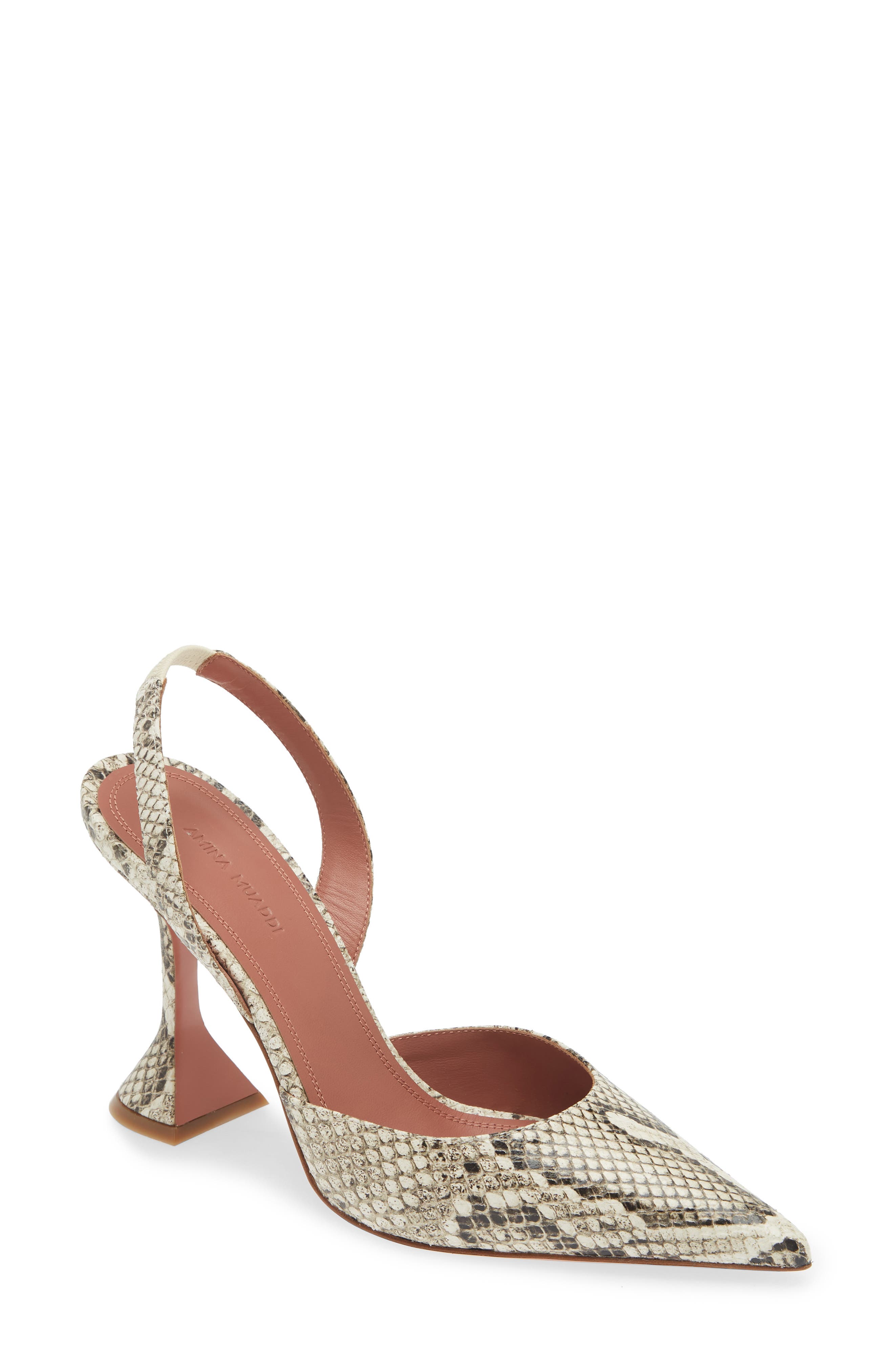 Amina Muaddi Holli Snakeskin Embossed Slingback Pump, Main, color, 