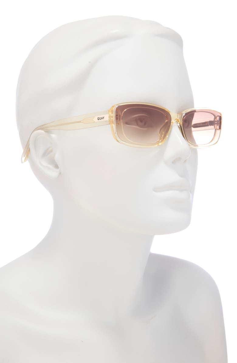 QUAY Vibe Check 35mm Gradient Small Square Sunglasses, Alternate, color, Daffodil/ Sepia