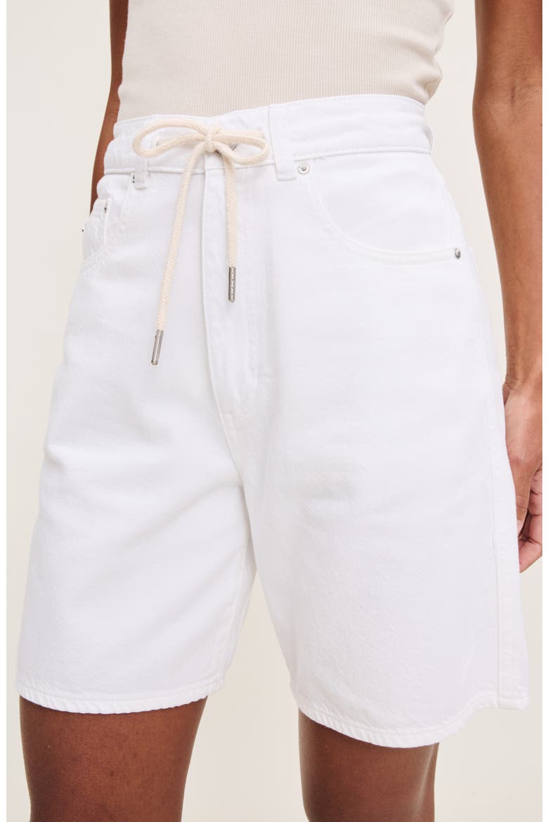 Taylor Drawstring High Waist Denim Shorts, Alternate, color, WHITE DRAWCORD