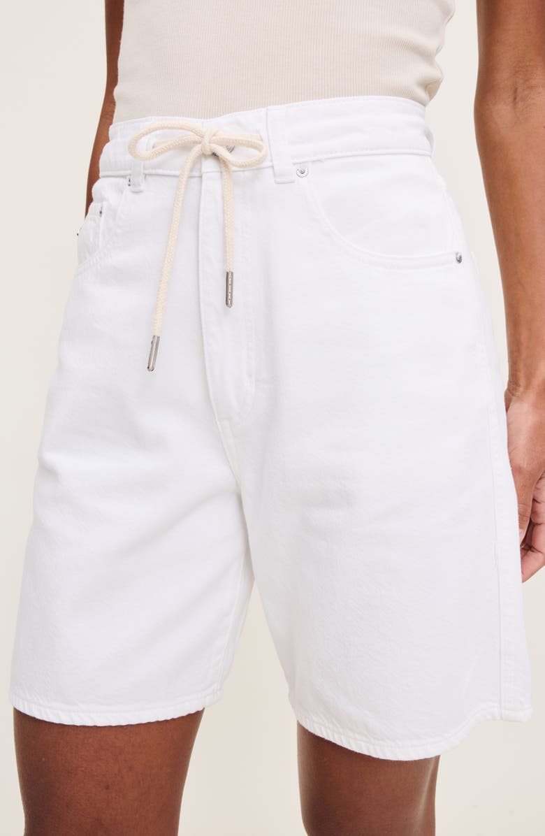 DL1961 Taylor Drawstring High Waist Denim Shorts, Alternate, color, White Drawcord