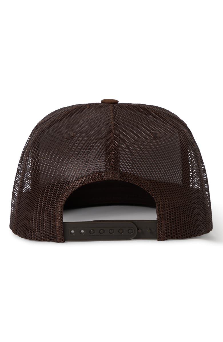 Brixton Oath Logo Patch Snapback Trucker Hat, Alternate, color, Pinecone Brown/ Pinecone Brown