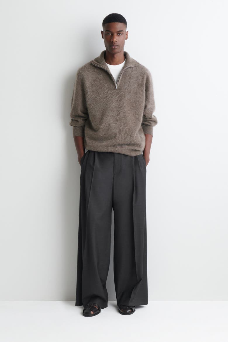 Brushed Pure Cashmere Zip-up Sweater, Alternate, color, BROWN