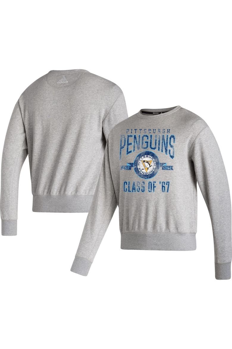 Men's adidas Heathered Gray Pittsburgh Penguins Vintage Pullover Sweatshirt, Main, color, Heather Gray
