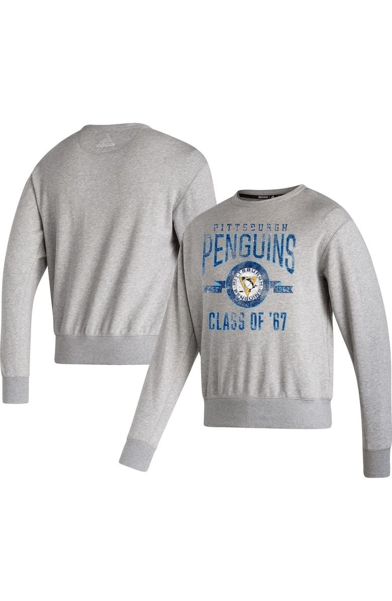 adidas Men's adidas Heathered Gray Pittsburgh Penguins Vintage Pullover Sweatshirt, Main, color,