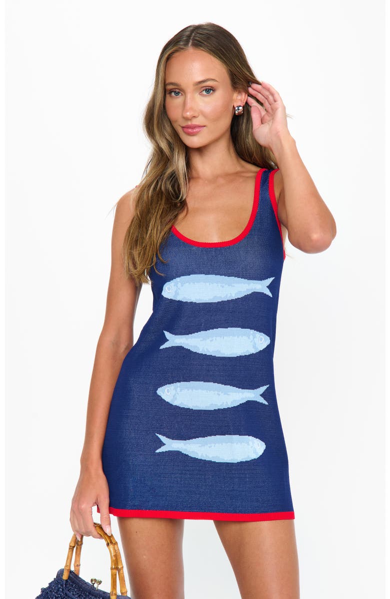 Show Me Your Mumu Next Stop Mini Dress, Main, color, Sardines Graphic Knit