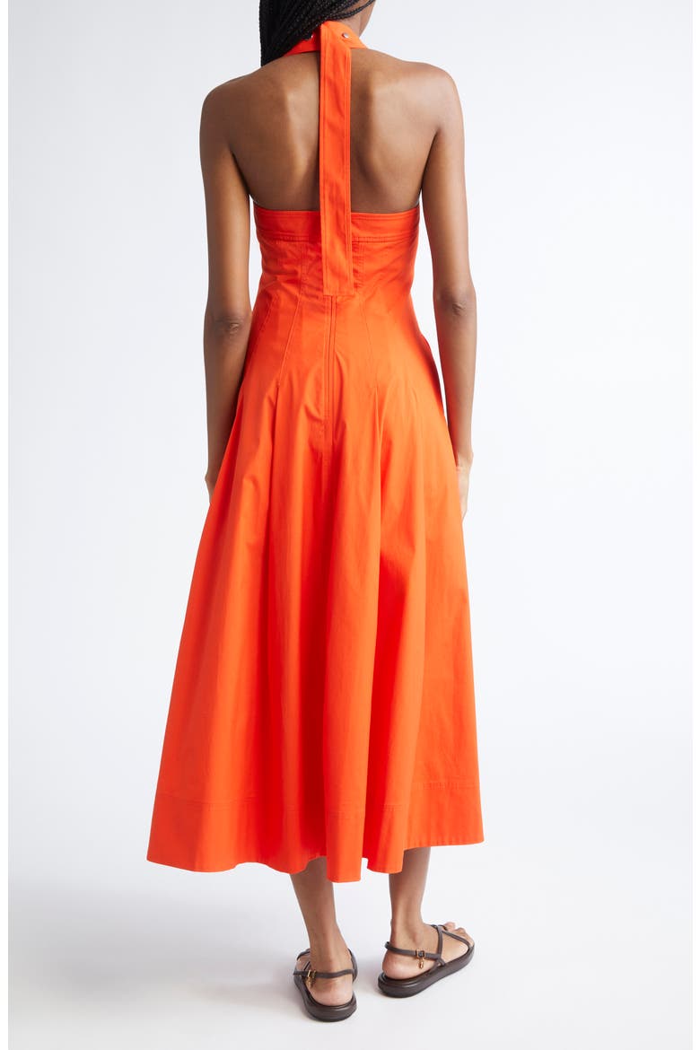 Natalie Stretch Cotton Halter Dress, Alternate, color, POPPY
