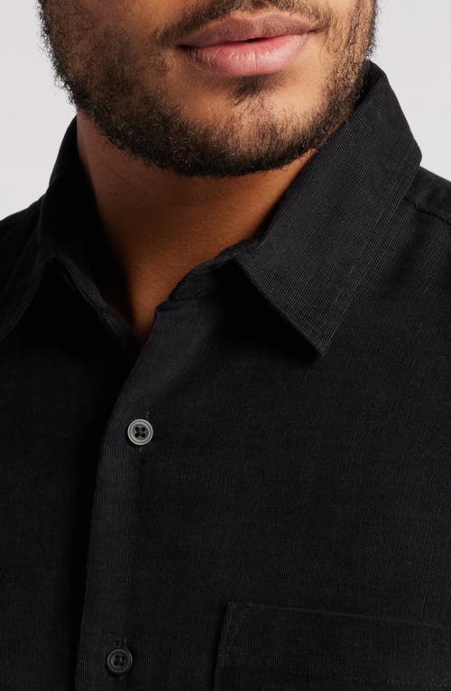 Nordstrom Trim Fit Fine Wale Corduroy Button-up Shirt In Black