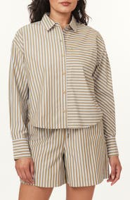 Scotch & Soda Mixed Stripe Crop Button-Up Shirt