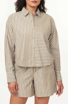 Scotch & Soda Mixed Stripe Crop Button-Up Shirt
