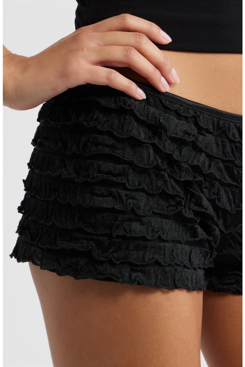 Fia Tiered Ruffle Shorts, Alternate, color, BLACK