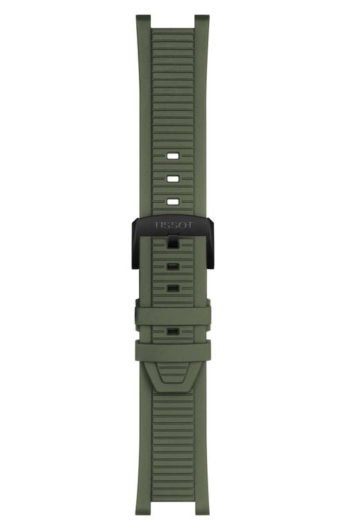 Tissot Men's Swiss Chronograph T-race Green Rubber Strap Watch 45mm In Grey