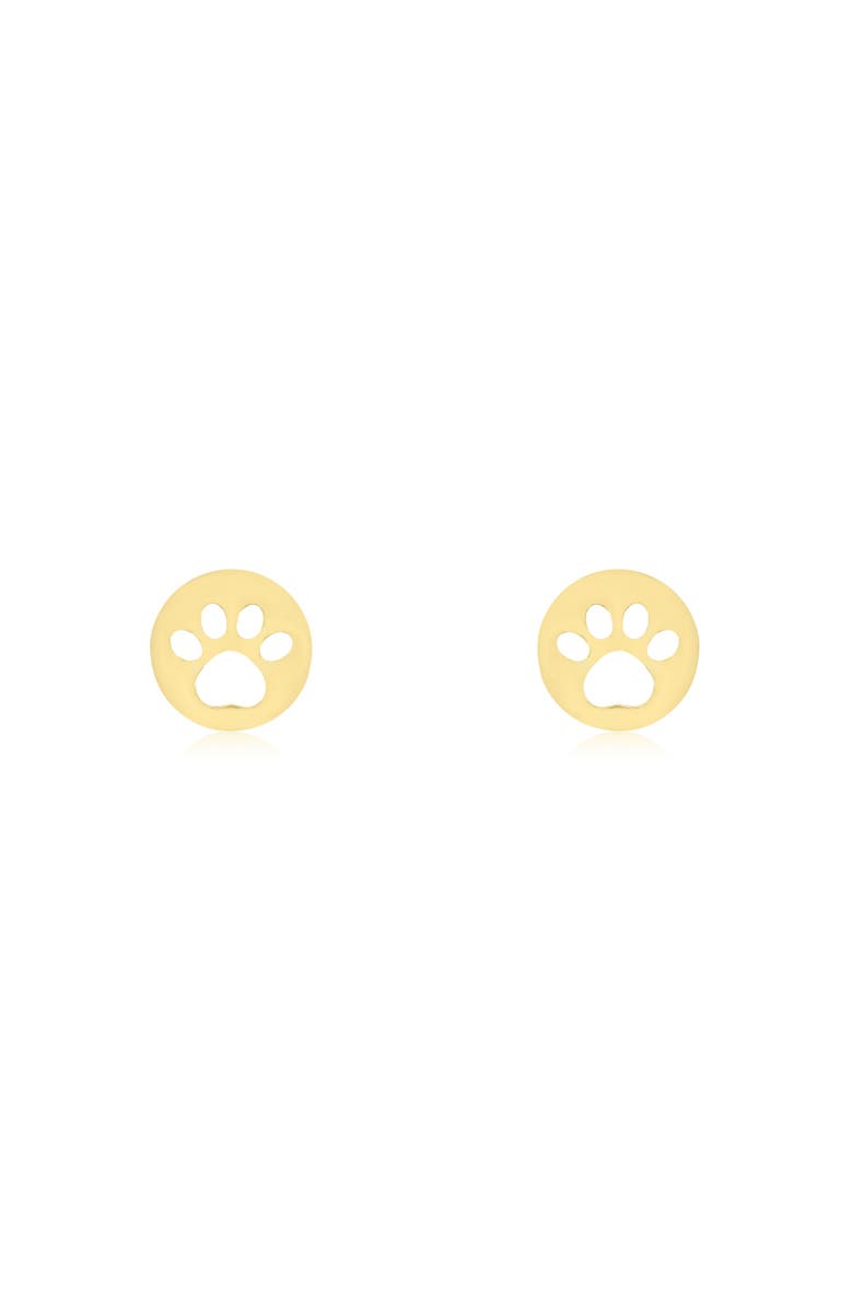 The Lovery Fine Jewelry Baby Cut Out Paw Screw Back Stud Earrings, Alternate, color, Yellow Gold