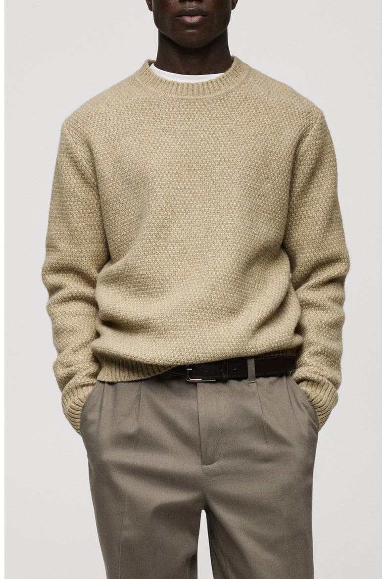 Textured Crewneck Sweater, Main, color, PASTEL GREEN/ BEIGE