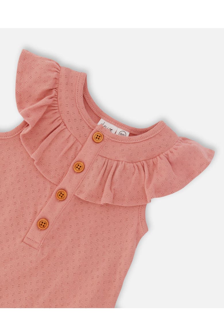 Baby Girl's Organic Cotton Pointelle Knit Romper Old Rose, Alternate, color, Old Rose