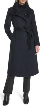 Cole Haan Slick Asymmetric Zip Wool Blend Coat