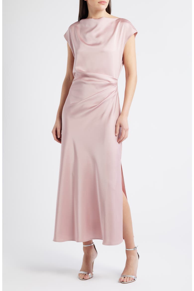 satin ruched side slip dress KAREN MILLEN Satin Ruched Side Midaxi Slip Dress
