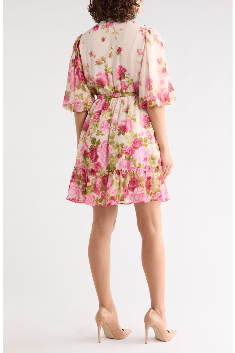 Puff Sleeve Tiered Shirtdress, Alternate, color, CREAM/ OLIVE