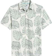Tommy Bahama Costa Wave Monstera Mash Seersucker Stripe IslandZone® Short Sleeve Button-Up Shirt