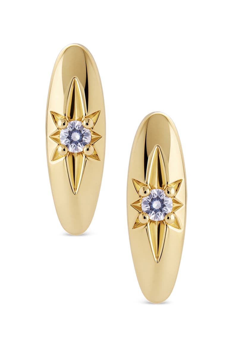 Cubic Zirconia Starburst Huggie Hoop Earrings, Alternate, color, GOLD