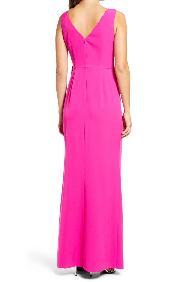 Eliza J Bow Detail Crepe Gown, Alternate, color, 