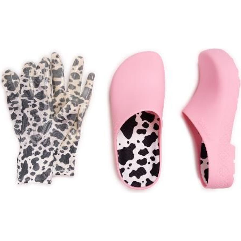 Muk Luks Garden Clog And Glove Set In Pink