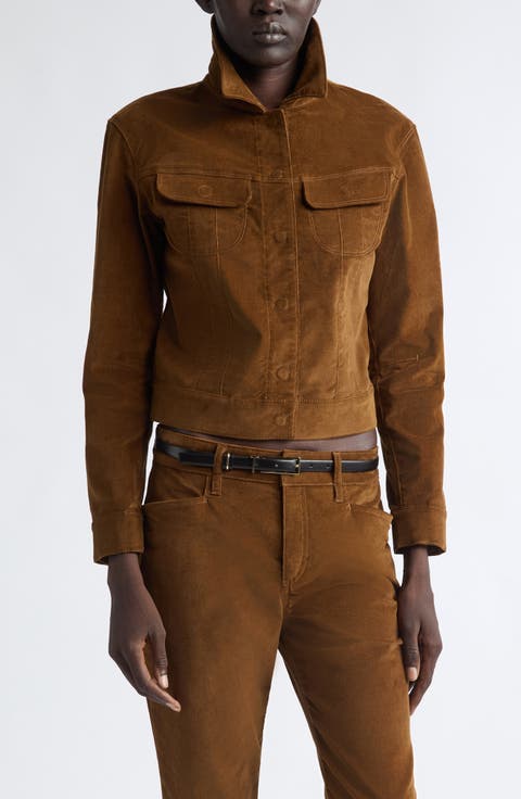 Stretch Cotton Velvet Western Jacket