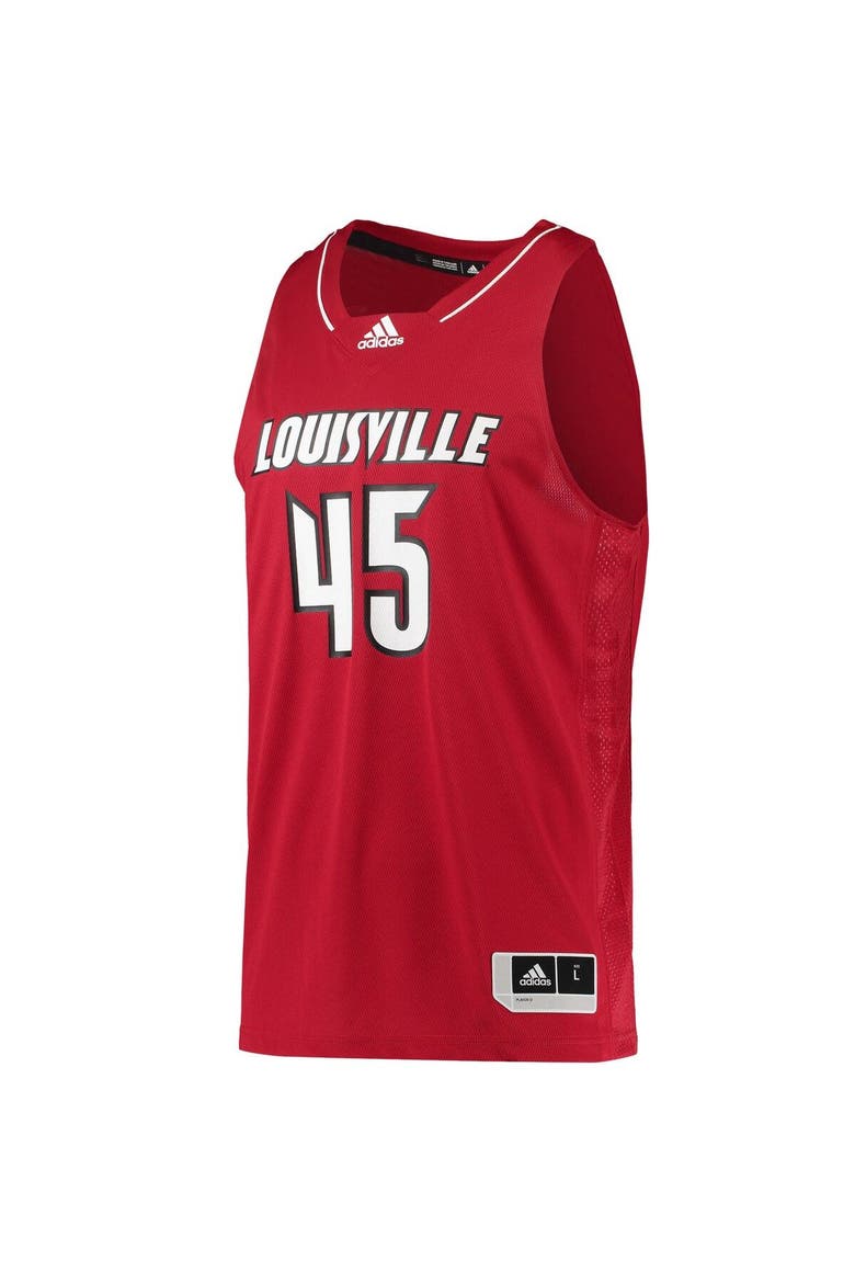 Men's adidas #45 Red Louisville Cardinals Swingman Basketball Jersey, Alternate, color, Red