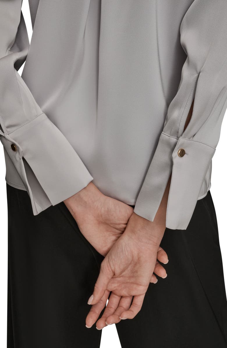 Donna Karan New York Satin Button-Up Shirt, Alternate, color, Light Grey