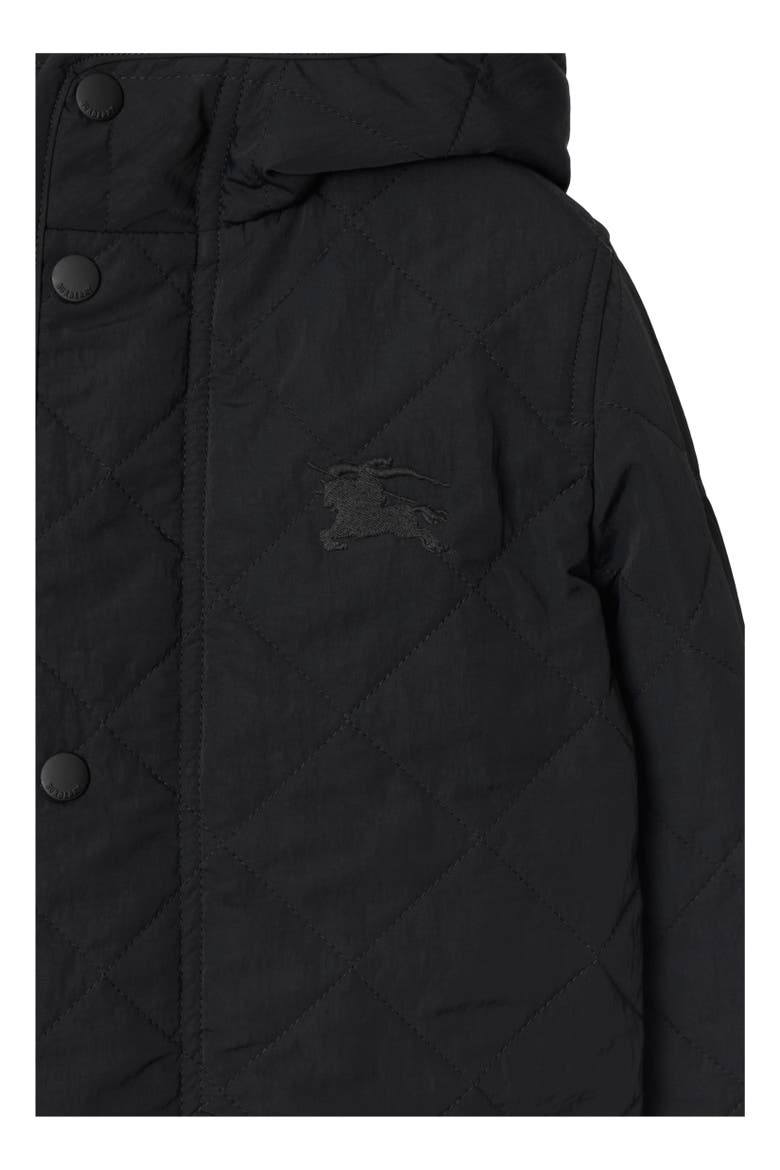 Kid's Quilted Nylon Hooded Coat, Alternate, color, Black