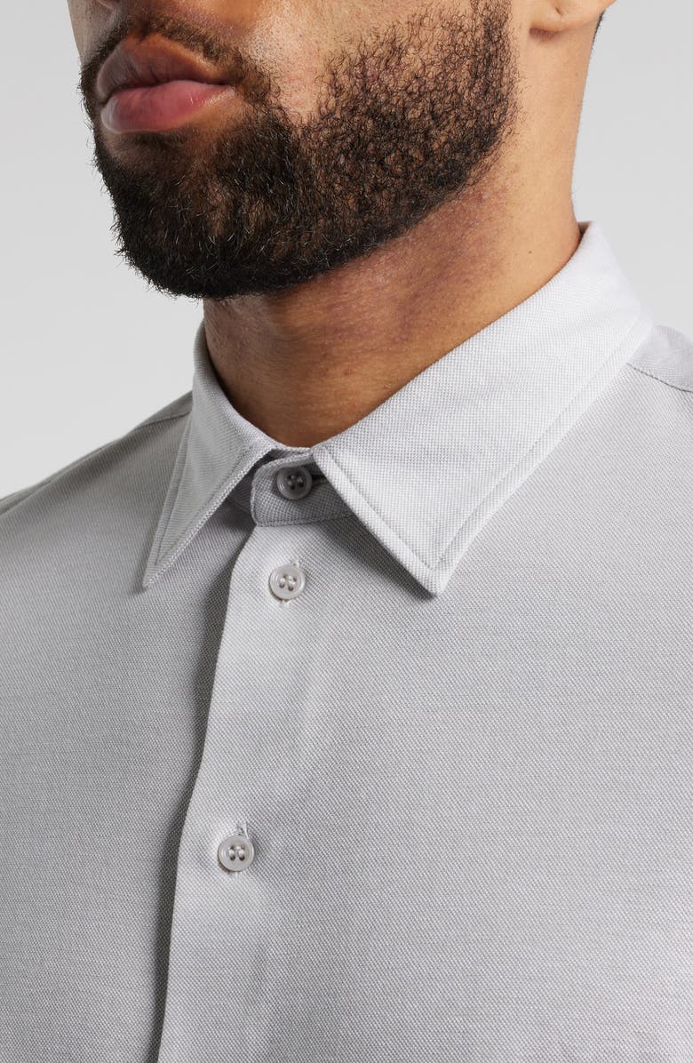 Emporio Armani Cotton Piqué Button-Up Shirt, Alternate, color, Sand Oxford