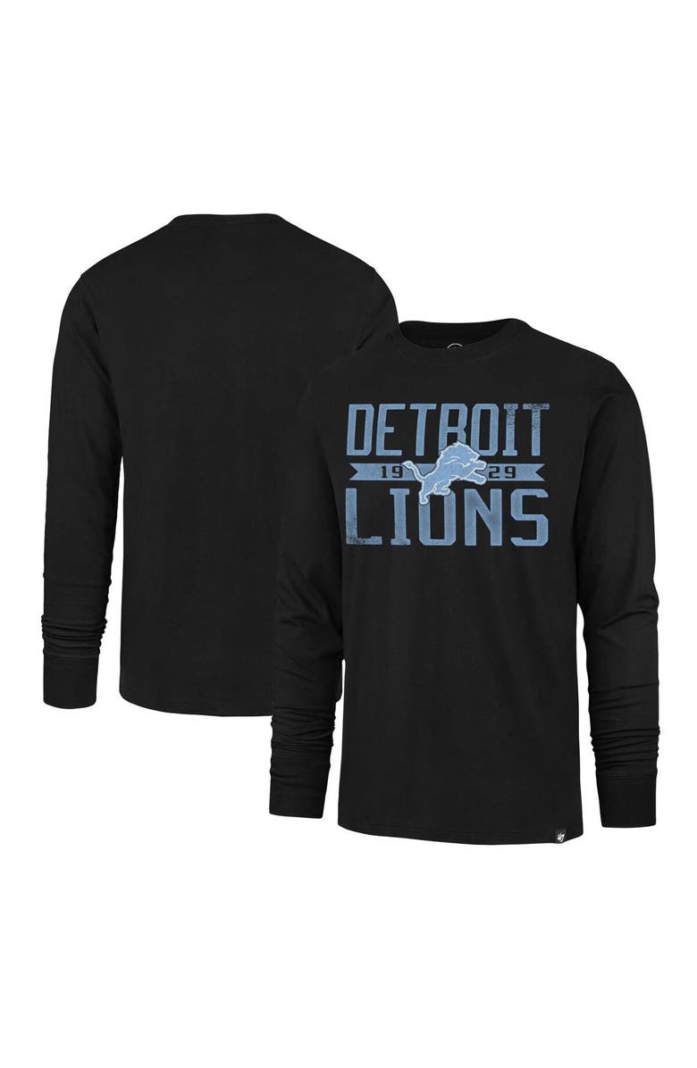 '47 Men's '47 Black Detroit Lions Wide Out Franklin Long Sleeve T-Shirt, Main, color, 