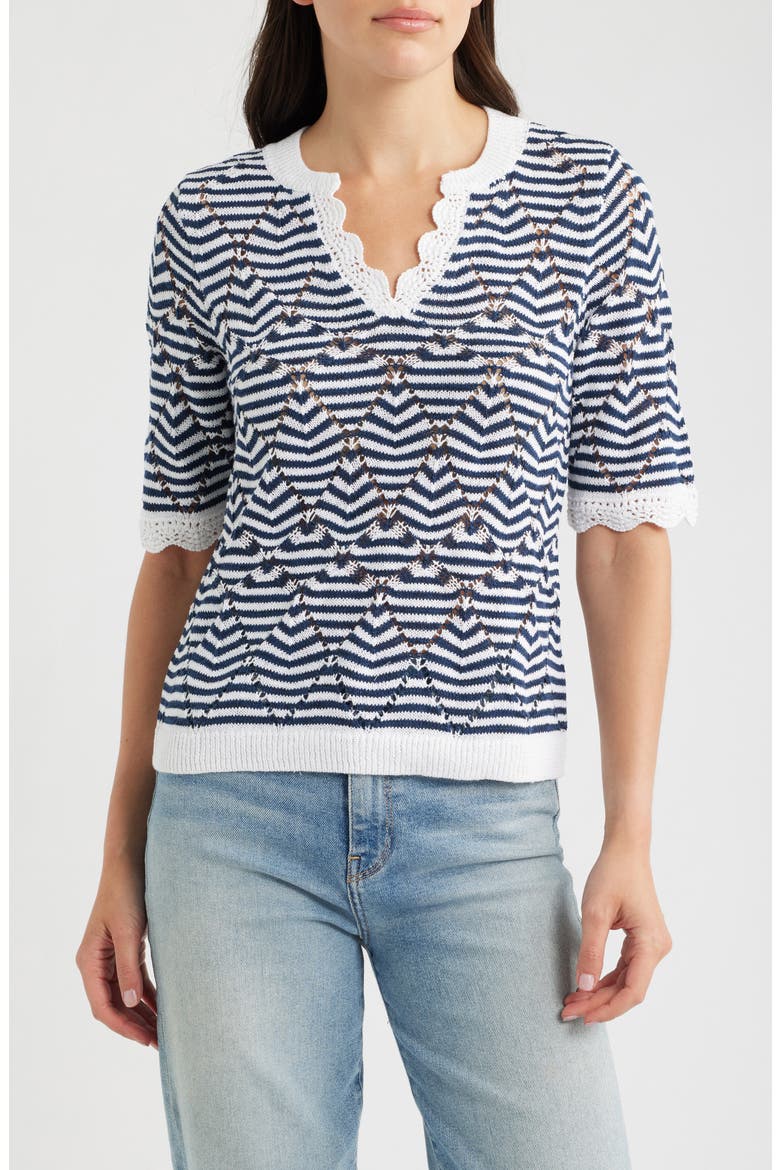 Coastline Open Stitch Sweater, Main, color, INDIGO MULTI