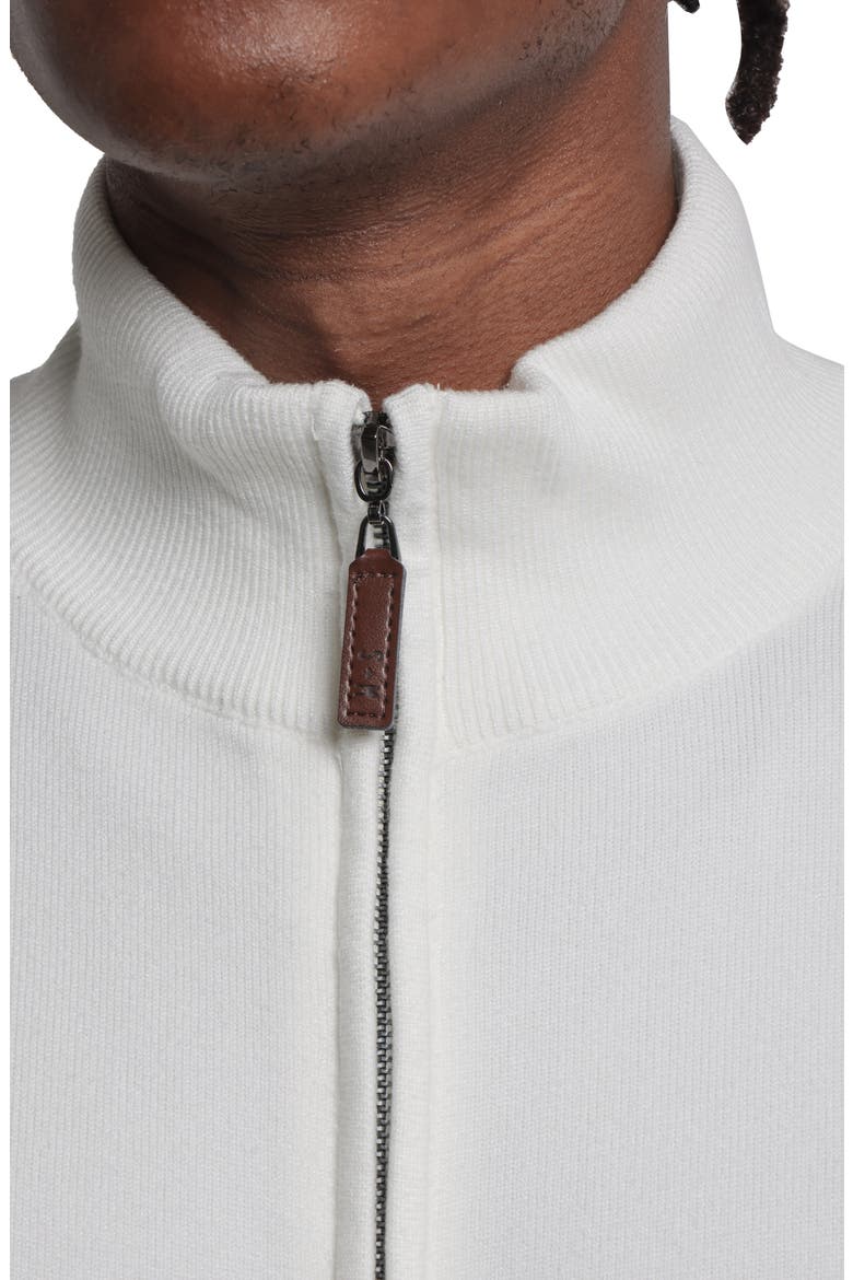 Mock Neck Full Zip Sweater, Alternate, color, OFF WHITE