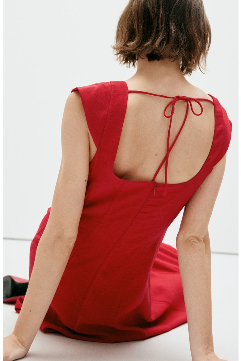 Bow Back A-Line Dress, Alternate, color, RED