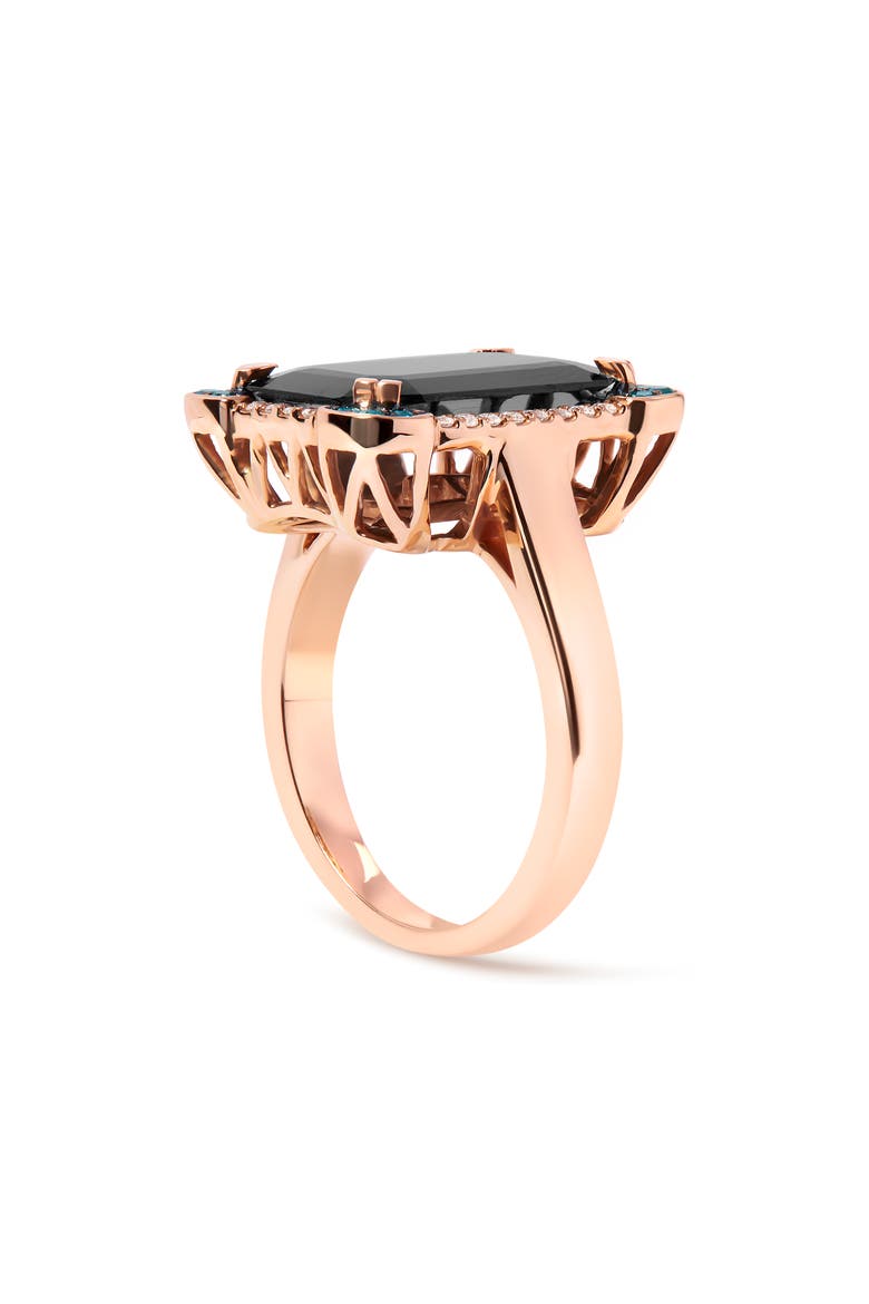 14K Gold Black Onyx & 1/5 Ct Diamond Halo Cocktail Ring -, Alternate, color, Pink