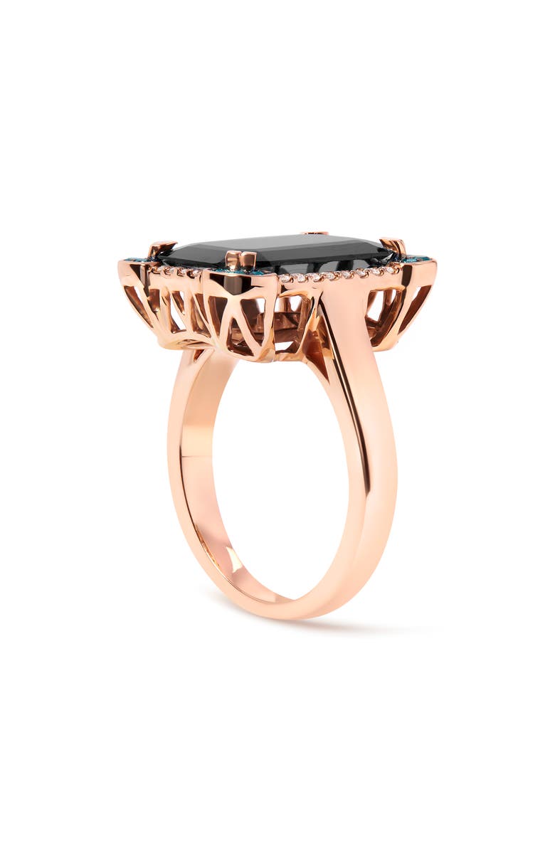Haus of Brilliance 14K Gold Black Onyx & 1/5 Ct Diamond Halo Cocktail Ring -, Alternate, color, Pink